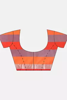 Orange woven blended cotton saree with blouse