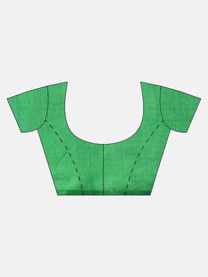 Green printed art silk saree with blouse 5