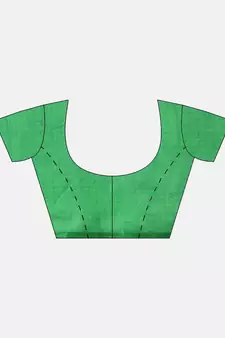 Green printed art silk saree with blouse