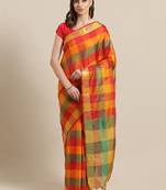 Red woven art silk saree with blouse