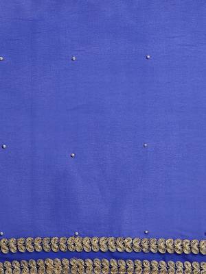 Blue embroidered georgette saree with blouse 3