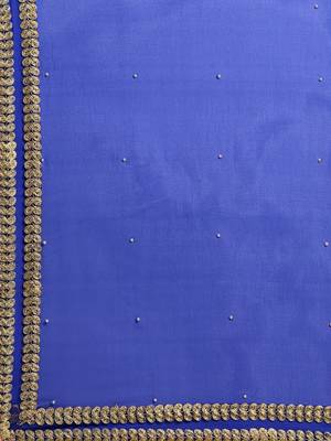 Blue embroidered georgette saree with blouse 4