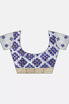 Blue embroidered georgette saree with blouse