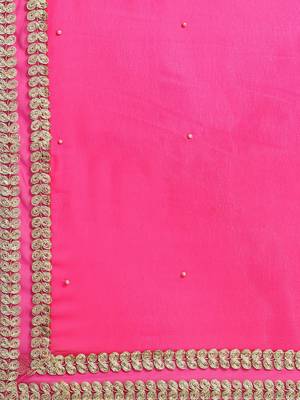 Pink embroidered georgette saree with blouse 4
