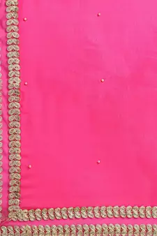 Pink embroidered georgette saree with blouse