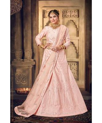 Embroidered Silk Gotta Patti Lehenga Choli With Net Dupatta With Unstiched Blouse 1