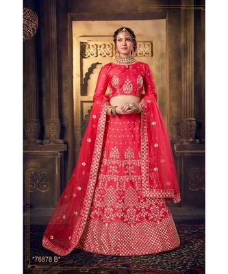 Embroidered Silk Gotta Patti Lehenga Choli With Net Dupatta With Unstiched Blouse 1