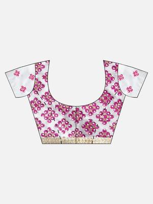 Magenta embroidered georgette saree with blouse 5