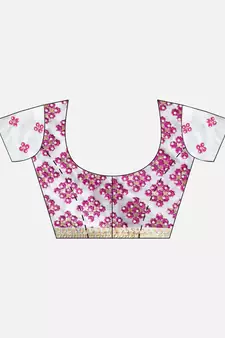 Magenta embroidered georgette saree with blouse