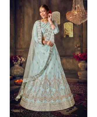Embroidered Silk Gotta Patti Lehenga Choli With Net Dupatta With Unstiched Blouse 1