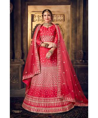 Embroidered Silk Gotta Patti Lehenga Choli With Net Dupatta With Unstiched Blouse 1