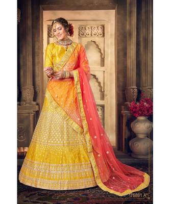 Embroidered Silk Gotta Patti Lehenga Choli With Net Dupatta With Unstiched Blouse 1