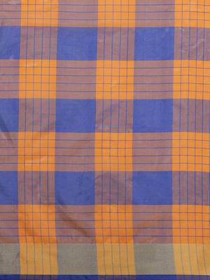Blue woven art silk saree with blouse 3