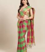 Green woven art silk saree with blouse
