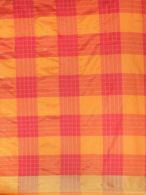 Orange woven art silk saree with blouse 3