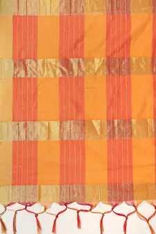 Orange woven art silk saree with blouse
