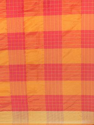 Orange woven art silk saree with blouse 5