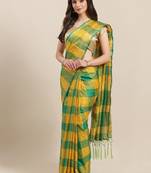 Yellow woven art silk saree with blouse