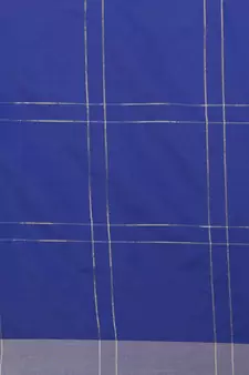 Blue woven blended cotton saree with blouse
