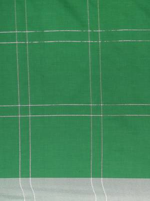 Green woven blended cotton saree with blouse 3
