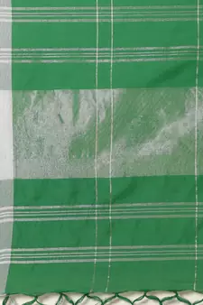 Green woven blended cotton saree with blouse