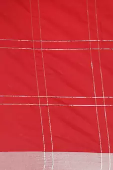 Red woven blended cotton saree with blouse