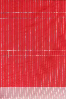 Red woven blended cotton saree with blouse