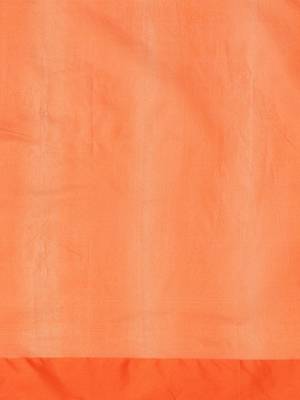 Orange woven blended cotton saree with blouse 5