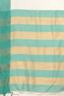 Blue woven blended cotton saree with blouse
