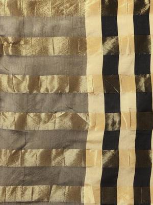 Beige woven blended cotton saree with blouse 4