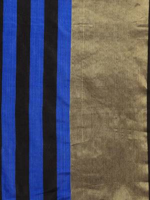 Blue woven blended cotton saree with blouse 3