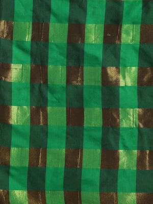 Green woven blended cotton saree with blouse 4