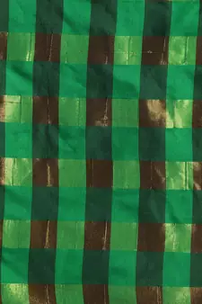 Green woven blended cotton saree with blouse