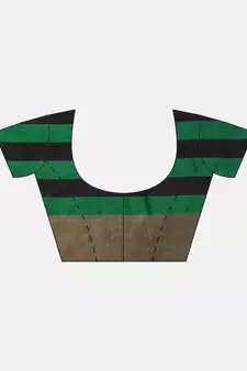 Green woven blended cotton saree with blouse