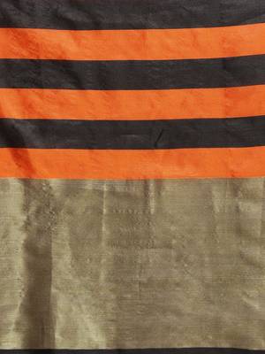 Orange woven blended cotton saree with blouse 3