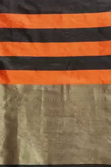 Orange woven blended cotton saree with blouse