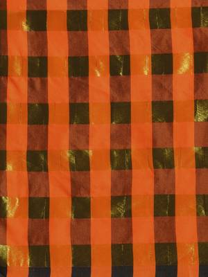 Orange woven blended cotton saree with blouse 4