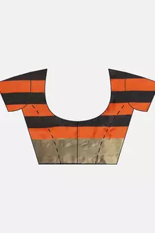 Orange woven blended cotton saree with blouse