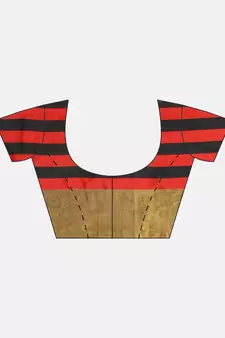 Red woven blended cotton saree with blouse
