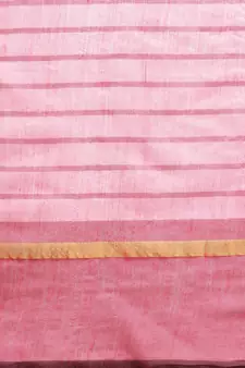 Pink woven linen saree with blouse
