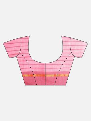 Pink woven linen saree with blouse 4