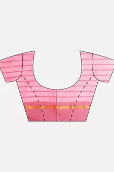 Pink woven linen saree with blouse