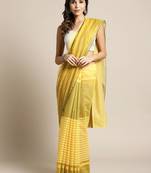 Yellow woven linen saree with blouse