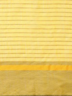 Yellow woven linen saree with blouse 3