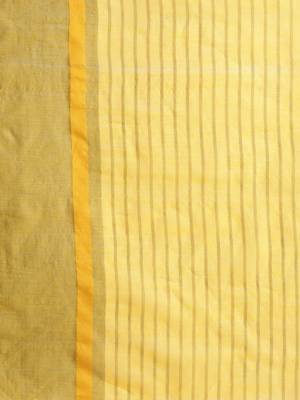 Yellow woven linen saree with blouse 4