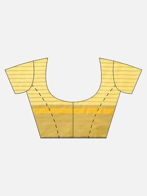 Yellow woven linen saree with blouse 5
