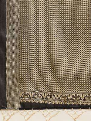 Grey printed art silk saree with blouse 4