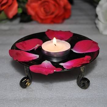 Home Table Top Decorative Antique Hand Painted Tea Light Candle Holder Wrought Iron Candle Stand (2 X 4.5 Inch) 4