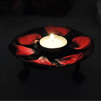 Home Table Top Decorative Antique Hand Painted Tea Light Candle Holder Wrought Iron Candle Stand (2 X 4.5 Inch) 5