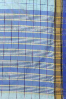 Blue woven blended cotton saree with blouse